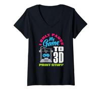 Mujer Solo pauso mi Juego para Imprimir Cosas en 3D Gamer Camiseta Cuello V