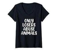 Mujer Solo Perdedores Abuso Animales Fauna Silvestre Rehabilitación Animales Foster Camiseta Cuello V
