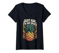 Mujer Solo pregunta que no soy quisquilloso Piña vergonzoso Inapropiado Camiseta Cuello V