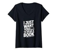 Mujer Solo Quiero Que leas un Libro Camiseta Cuello V