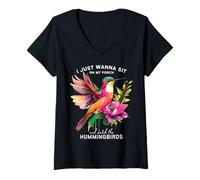 Mujer Solo quiero sentarme en el porche y ver a los colibríes Camiseta Cuello V