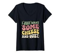 Mujer Solo Quiero un Poco de ajedrez y silencioso Retro Groovy Camiseta Cuello V