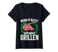 Mujer Sólo Si Sangra Se Puede Asar Carne Vikinga Camiseta Cuello V