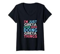 Mujer Solo Soy Greta aquí Haciendo Greta Things Name Camiseta Cuello V