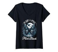 Mujer Solo Soy un pequeño Rayo de Mariposas Negras de Halloween Camiseta Cuello V