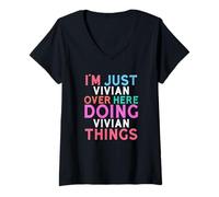 Mujer Solo Soy Vivian aquí Haciendo Vivian Things Nombre Camiseta Cuello V