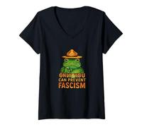 Mujer Solo tú Puedes Evitar Fascismo Rana Ilustración Ranas Camiseta Cuello V