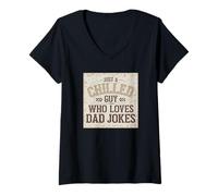 Mujer Solo un chico frío que ama a papá broma humorística diciendo Camiseta Cuello V