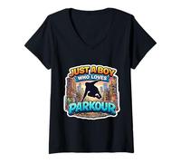 Mujer Solo un Chico Que ama el campeón Atleta Adolescente Amante del Parkour Camiseta Cuello V