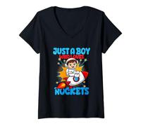 Mujer Solo un Chico Que ama los Cohetes Camiseta Cuello V