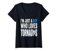 Mujer Solo un Chico Que ama tornados tormenta Viendo Hombres niños Camiseta Cuello V