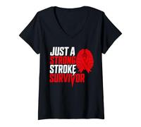 Mujer Solo un Fuerte sobreviviente de accidente cerebrovascular Ataque isquémico del Cerebro Rojo Camiseta Cuello V