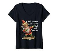 Mujer Sólo un gnomo al Que le Encanta la música Pop y Las Camiseta Cuello V
