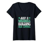 Mujer Solo un Jefe de Cera construyendo su Esteticista Imperio depilación Camiseta Cuello V