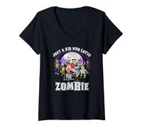 Mujer Solo un niño Que ama a los Zombis - Divertido niño niña de Halloween Camiseta Cuello V