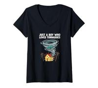 Mujer Solo un niño Que ama los tornados Tormenta meteorológica Tornado Chaser Camiseta Cuello V