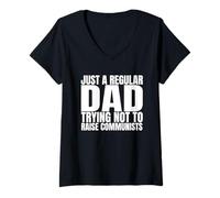 Mujer Solo un padre normal tratando de no criar comunistas Camiseta Cuello V