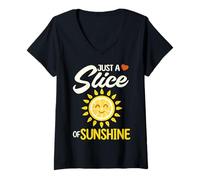 Mujer Solo un pedacito de Sol Happy Lemon Sun Camiseta Cuello V
