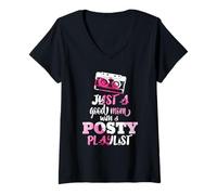 Mujer Solo una buena mamá con una lista de reproducción postal divertida madre Camiseta Cuello V