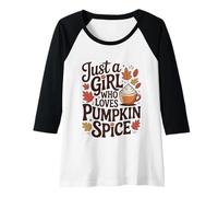 Mujer Solo una Chica a la Que le Encanta el café con Leche otoñal con Especias de Calabaza Camiseta Manga Raglan
