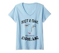 Mujer Solo una chica a la que le encanta soñar motivacional Camiseta Cuello V