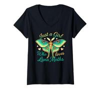 Mujer Solo una Chica a la Que le encantan Las polillas Luna Moths, Menta y Pastel. Camiseta Cuello V
