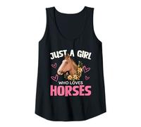 Mujer Solo una chica a la que le encantan los corazones florales de los caballos Camiseta sin Mangas