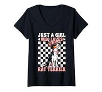Mujer Solo una Chica a la Que le encantan los Rat Terriers Rat Terrier Dog Coquette Camiseta Cuello V
