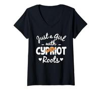 Mujer Solo una Chica con raíces chipriotas Orgullo Chipre Herencia Camiseta Cuello V