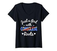 Mujer Solo una chica con raíces congoleñas Congo Pride Girls Camiseta Cuello V