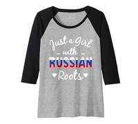 Mujer Solo una chica con raíces rusas Orgullo ruso Camiseta Manga Raglan