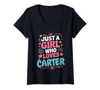 Mujer Solo una Chica Que ama a Carter, Linda Fan o Pareja de Carter Camiseta Cuello V