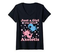 Mujer Sólo una Chica Que ama a los Axolotl Axolotl Cute Kawaii Des Camiseta Cuello V