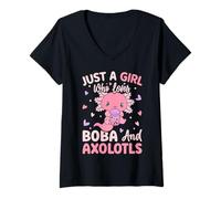 Mujer Sólo una Chica Que ama a los Axolotl Axolotl Cute Kawaii Des Camiseta Cuello V