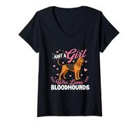 Mujer Solo una Chica Que ama a los sabuesos - Mamá de Perros Amante de los sabuesos Camiseta Cuello V
