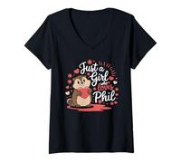 Mujer Solo una Chica Que ama a Phil Cute Groundhog Day Punxsy Girls Camiseta Cuello V