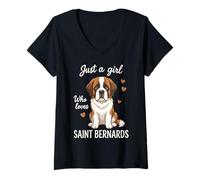 Mujer Solo una Chica Que ama a San Bernardo Camiseta Cuello V