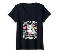 Mujer Solo una Chica Que ama a su Caballo Percheron Camiseta Cuello V