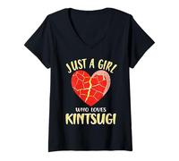 Mujer Solo una Chica Que ama el Arte de cerámica Japonesa Kintsugi Camiseta Cuello V
