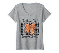 Mujer Solo una chica que ama el baloncesto, niña, mamá, día de la madre Camiseta Cuello V