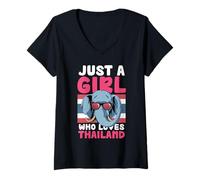 Mujer Solo una chica que ama el elefante de Tailandia Camiseta Cuello V