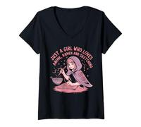 Mujer Solo Una Chica Que Ama El Ramen De Anime Y Esbozando El Camiseta Cuello V