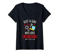 Mujer Solo una Chica Que ama la ingeniería Ingeniera Stem Camiseta Cuello V