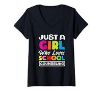 Mujer Solo una Chica Que ama la Vida del Consejero Escolar Camiseta Cuello V
