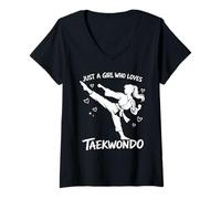 Mujer Solo una Chica Que ama Las Artes Marciales del Taekwondo Camiseta Cuello V