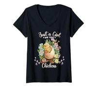 Mujer Solo una chica que ama los pollos lindo bebé incubación Camiseta Cuello V