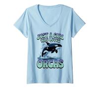 Mujer Solo Una Chica Que Ama Orcas Orcas Mar Océano Camiseta Cuello V