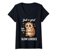 Mujer Solo una Chica Que ama Slow Lorises Lindo Primate Camiseta Cuello V