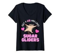 Mujer Solo una Chica Que ama Sugar Gliders Cute Girls Sugar Glider Camiseta Cuello V