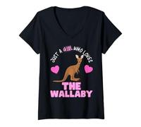 Mujer Solo una Chica Que ama Wallabys Lindas Chicas Divertidas Amor Wallaby Camiseta Cuello V